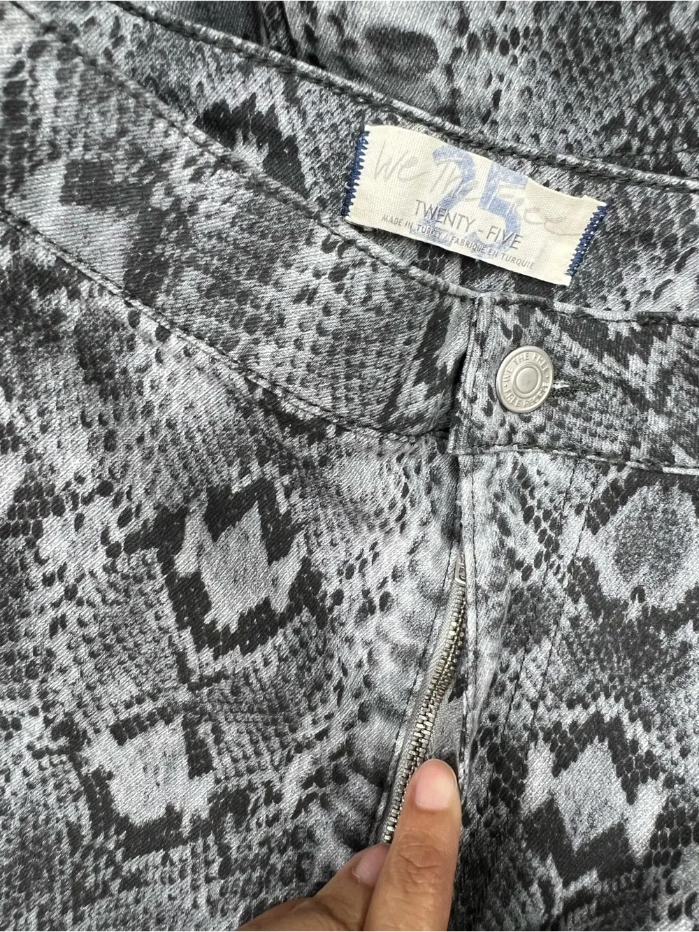 We The Free Free People Just Float On Snake Print Flare Bell Bottom Jeans